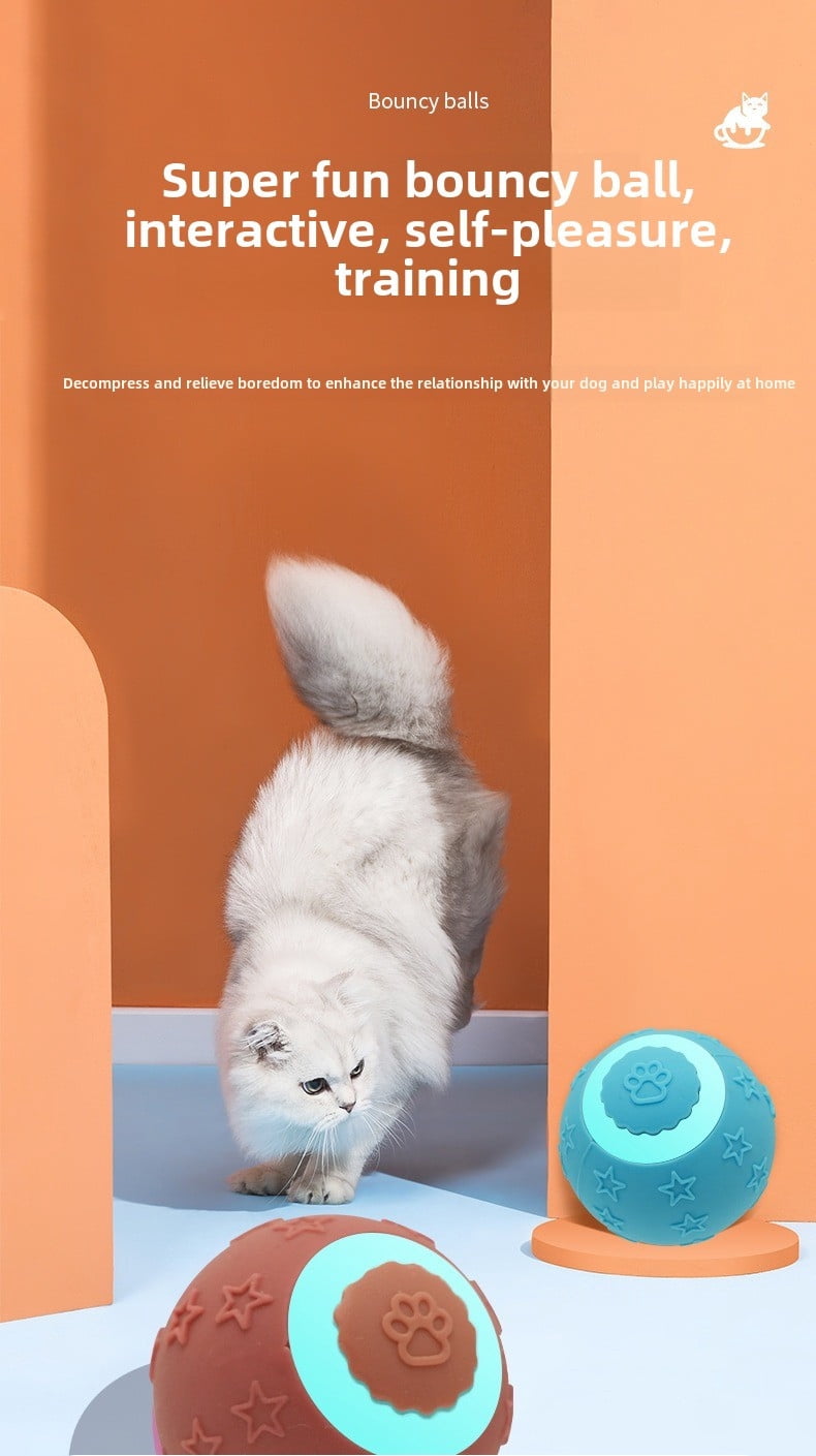 2 interactive cat toy balls (red and blue), durable fully automatic 360 ° rolling pet ball, equipped with USB charging LED lights, suitable for cat and dog entertainment