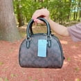 thumbnail image 2 of Coach (CA591) Sydney Small Brown Black Signature Coated Canvas Satchel Handbag, 2 of 5