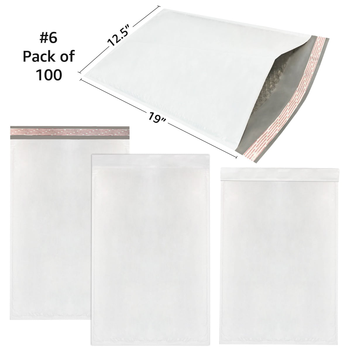 StarBoxes 100 Poly Bubble Mailer Bags 12.5x19" - #6 Envelopes White Self-Seal