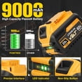 thumbnail image 4 of 2 Pack 20v/60v 9Ah DCB606-2 DCB609-2 Battery for Dewalt 20v 60v Max 9Ah DCB609 6Ah DCB606 Flexvolt Battery 20V Max XR 8Ah DCB208-2 6Ah DCB206-2 5Ah DCB205-2 4Ah  Lithium-ion Battery with 1 Charger, 4 of 10