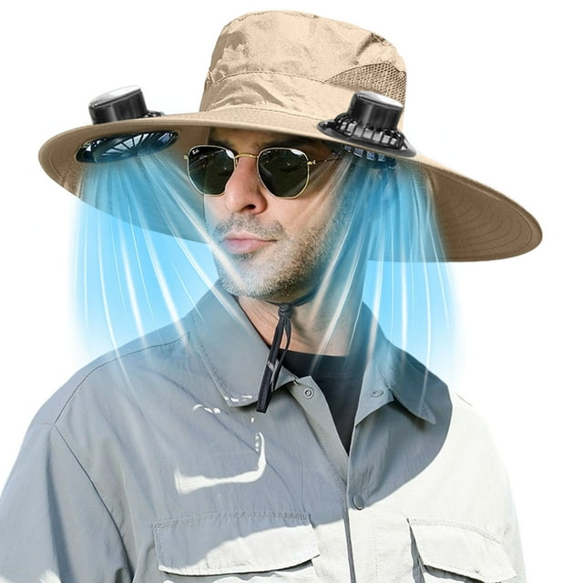 Sombrero de pescador de verano con ventilador solar y carga USB para hombre