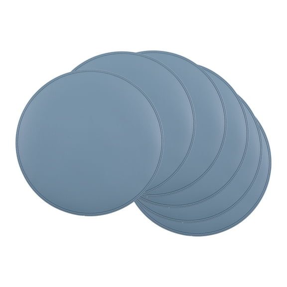 REGALWOVEN Set of 6 Placemats, Faux Leather Placemats for Kitchen Dining Table Decor Washable Heat Resistant Table Placemats Wipeable Table Mat Blue 15x15in