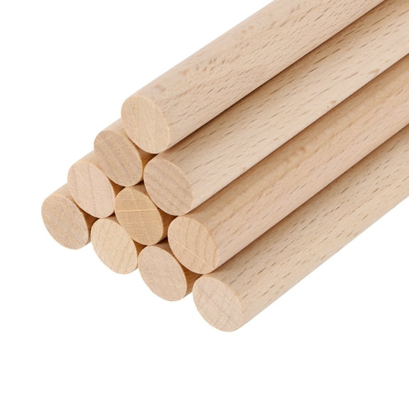 Wooden Dowel Rods,(8mm)1/4 x 8 Inch Round Wooden Rod for DIY,Pack of 10