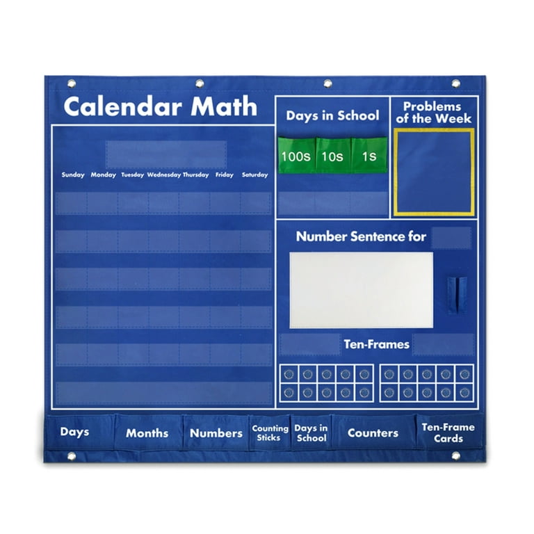 Calendar Math Pocket Chart Math Counting Pocket Chart with 249 Full-color Cards Classroom Pocket Chart for Kids Ages 3+