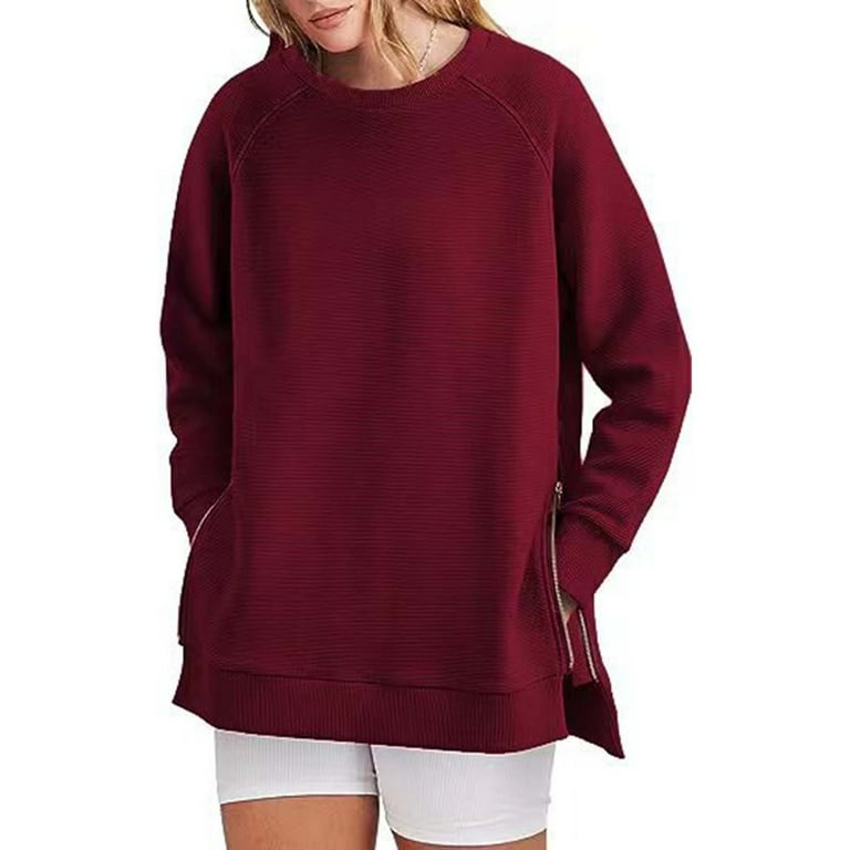 Women's Sweatshirt Hoodies Long Sleeve Tunic Tops Crew Neck Soft