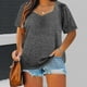 thumbnail image 1 of Fiudx Liquidación de Ahorros de Verano Camiseta Extragrande de Color Liso con Cuello En V para Mujer, 1 of 6