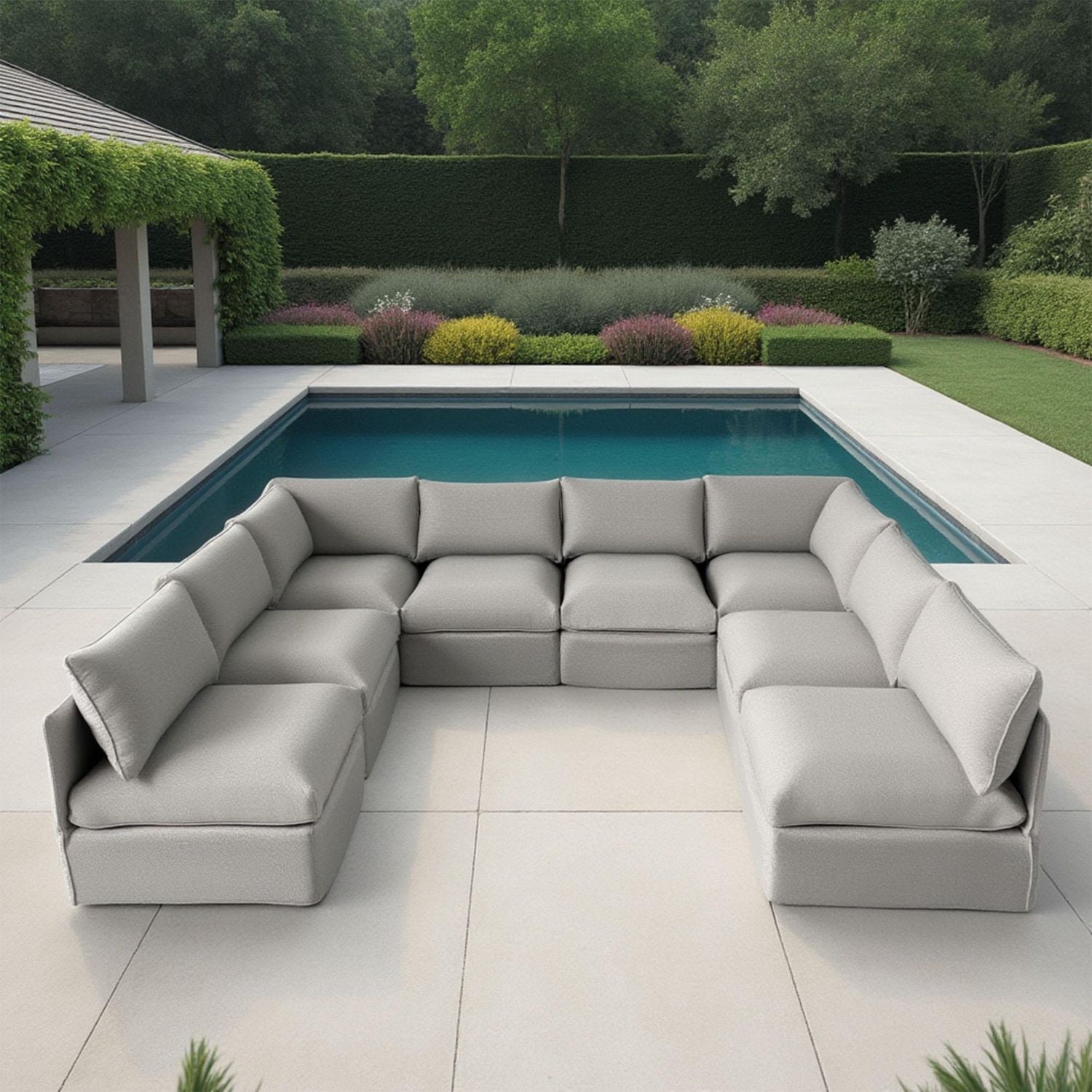 Patioflare Flexiform U-Shape Modular Patio Sofa Set, Grey