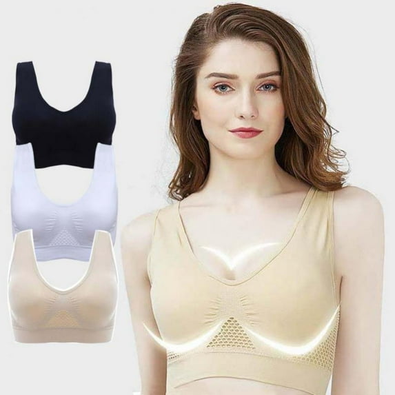 3 Pieces Of Women'S Vest Style Breathable Beauty Back Sports Bra Without Steel Ring Gather Bra