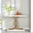 thumbnail image 4 of Tribesigns Modern 39" Console/Accent Table with Geometric Metal Legs, Gold Entryway Table, Faux Marble Narrow Wood Sofa,Foyer Table for Entrance, Living Room, 4 of 7