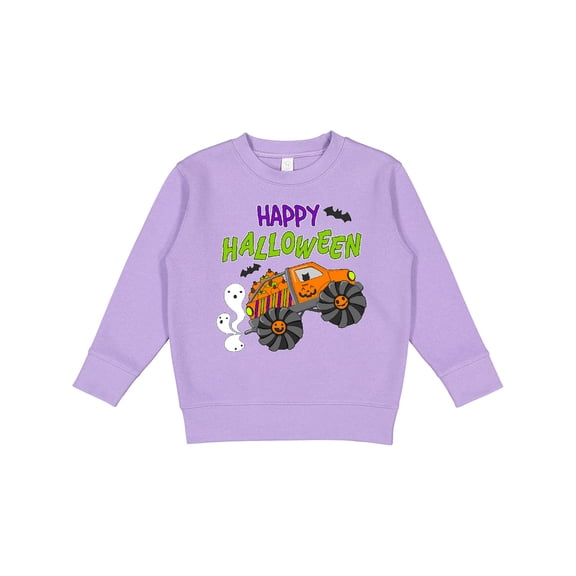 Inktastic Happy Halloween-monster Truck with Pumpkins, Bats, Cat,and Ghost Toddler Sweatshirt