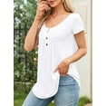 thumbnail image 4 of Fancyglim Womens Tops  T Shirts Short Sleeve Round Neck Casual Button Up Tunic Tops (White, XL), 4 of 8