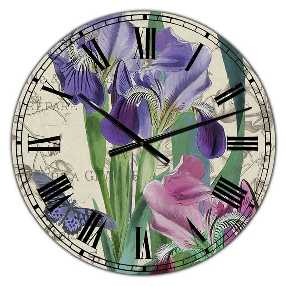 Designart Oversized Multicolor Analog Round Cottage Modern Wall Clocks, CLM25147-C23