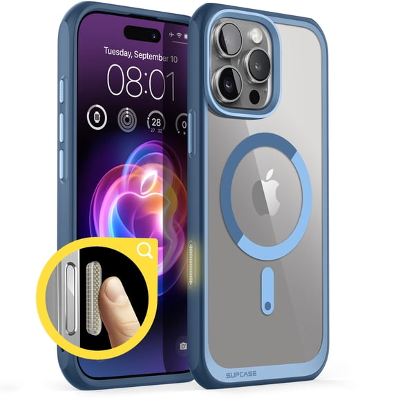 SUPCASE with Camera Control Capture Button for iPhone 16 Pro Max MagSafe Case, [Military-Grade Protection] Slim Clear Shockproof Protective Strong Magnetic Phone Case Cover, 6.9", Blue