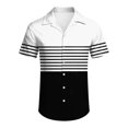 thumbnail image 3 of Camisas Para Hombre Manga Larga Hombres Casual Manga corta Primavera Verano Turndown Neck 3D Impreso Camisas Moda Top Blusa Camisas (Black, S), 3 of 4