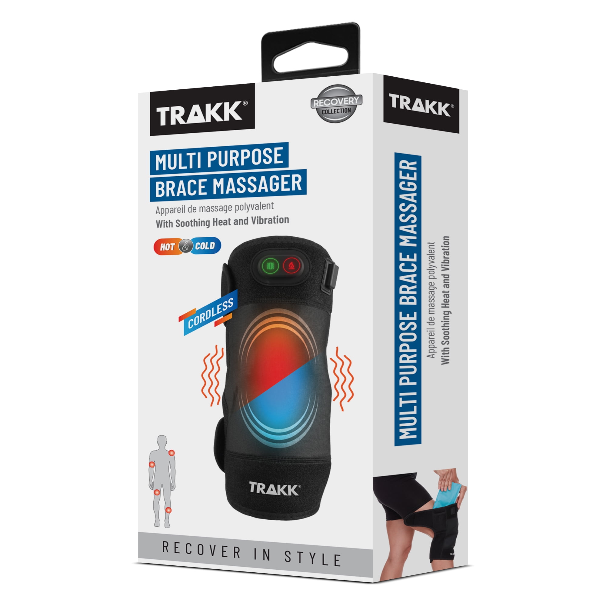 trakk knee massager with heat vibration TRAKK Hot & Cold Knee Multi-Purpose Brace Massager with Soothing Heat, Cold  Pack, and Vibration Massage Modes