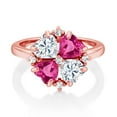 thumbnail image 2 of Gem Stone King 18K Rose Gold Plated Silver Moissanite and Pink Created Sapphire Ring for Women (2.28 Cttw, Heart Shape 5MM, Gemstone Birthstone, Size 6), 2 of 3