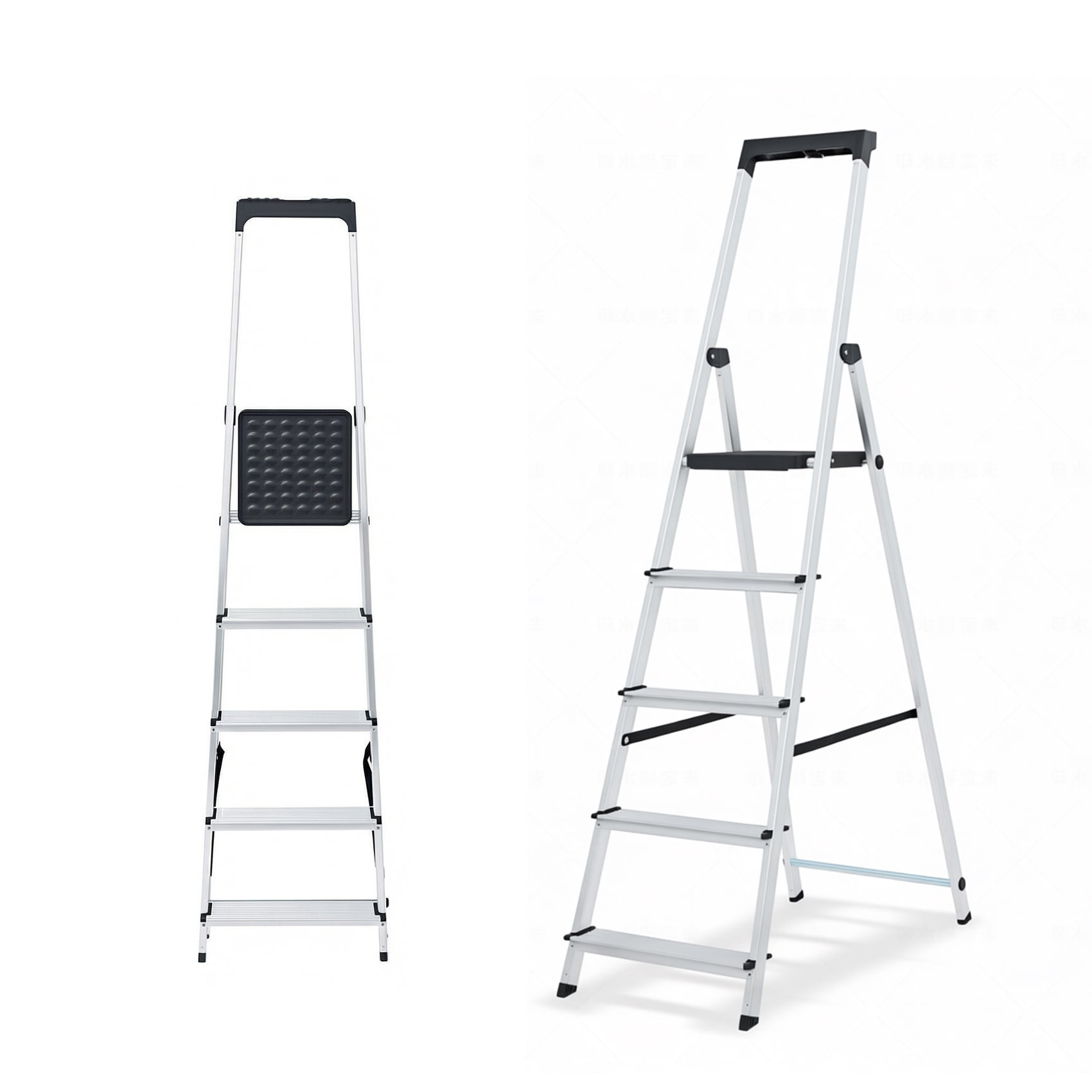 Alvantor Step Ladder,5-Step Folding Ladder,Heavy Duty 330 lbs Capacity, Anti-Slip Wide Steps & Handrail, Lightweight Aluminum Step Stool with Tool Tray