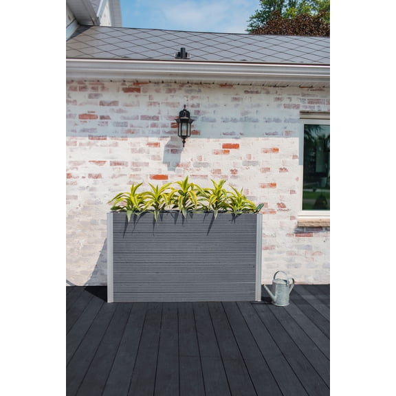Vita Urbana 16"x59"x33" Vinyl Large Parklette Planter, Slate Gray, VT17613