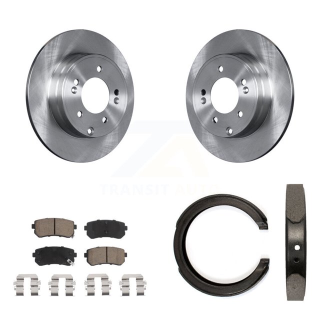 CMX Rear Disc Rotors Ceramic Pads and Parking Brake Shoes Kit for Car Kia Optima with Manual K8C-103930