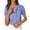 #222-Blue, variant on Womens Business Casual Tops, Loose Fit Gingham Plaid V Neck Ruffle Short Sleeve Button Down Shirts for Work Office