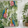 thumbnail image 2 of Xipuska Summer Shower Curtain - Water Repellent Fabric Shower Curtains Washable, Botanical Palm Leaves Flower Bird Animals Plants Decorative Cloth Bathroom Curtains Modern Bath Decor 72"x72", 2 of 6