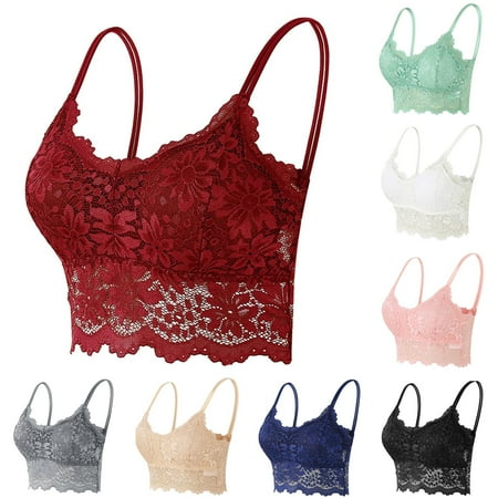 

LINMOUA Women s Comfortable Underwireless Underwear Double Strap Bra With Chest Pad Beige