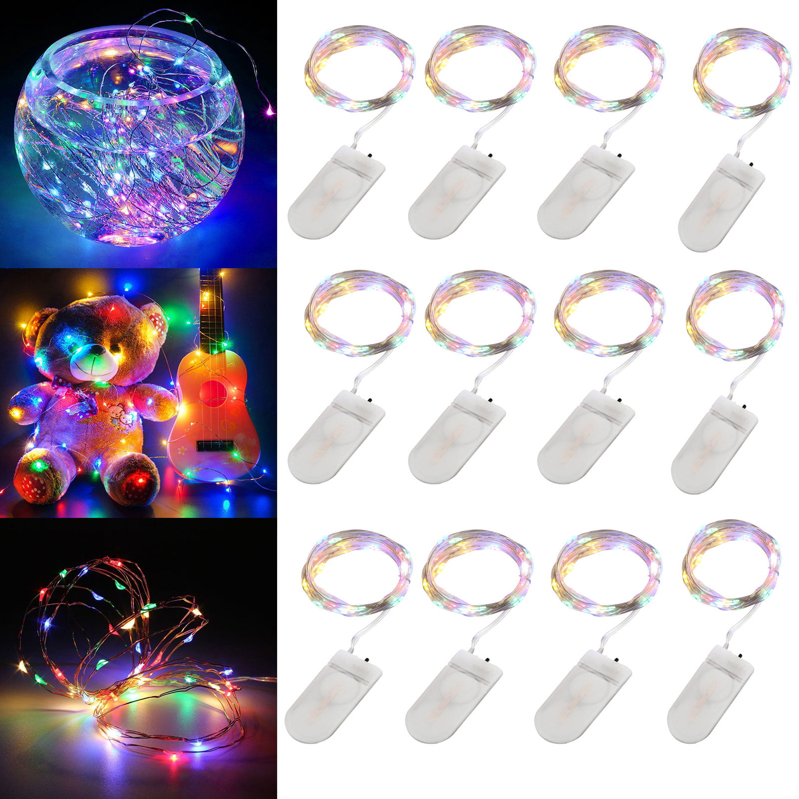 6 Pack 6.6ft 20 LEDs Battery Operated Mini LED Copper Wire String Fairy Lights 