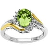 Brilliance Fine Jewelry Peridot Birthstone and Diamond Accent Ring in Sterling Silver with 10K Yellow Gold