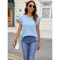 thumbnail image 2 of Mengpipi Womens Tops Textured Cap Sleeve Lightweight Casual Knit Shirts S-XXL, 2 of 5