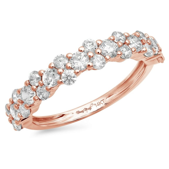 0.98 ctw Wedding Band for Women - 18K Rose Gold Moissanite Stackable Eternity Ring
