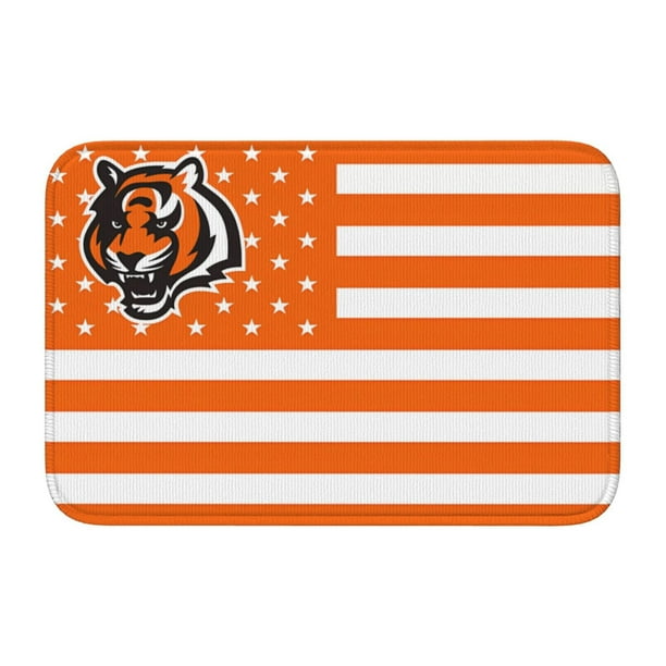 Felpudo multiusos con dobladillo de Bengals para uso en interiores y exteriores. Reciba a sus invitados con una alfombra para el hogar, el dormitorio, el baño, la cocina y la decoración del piso.