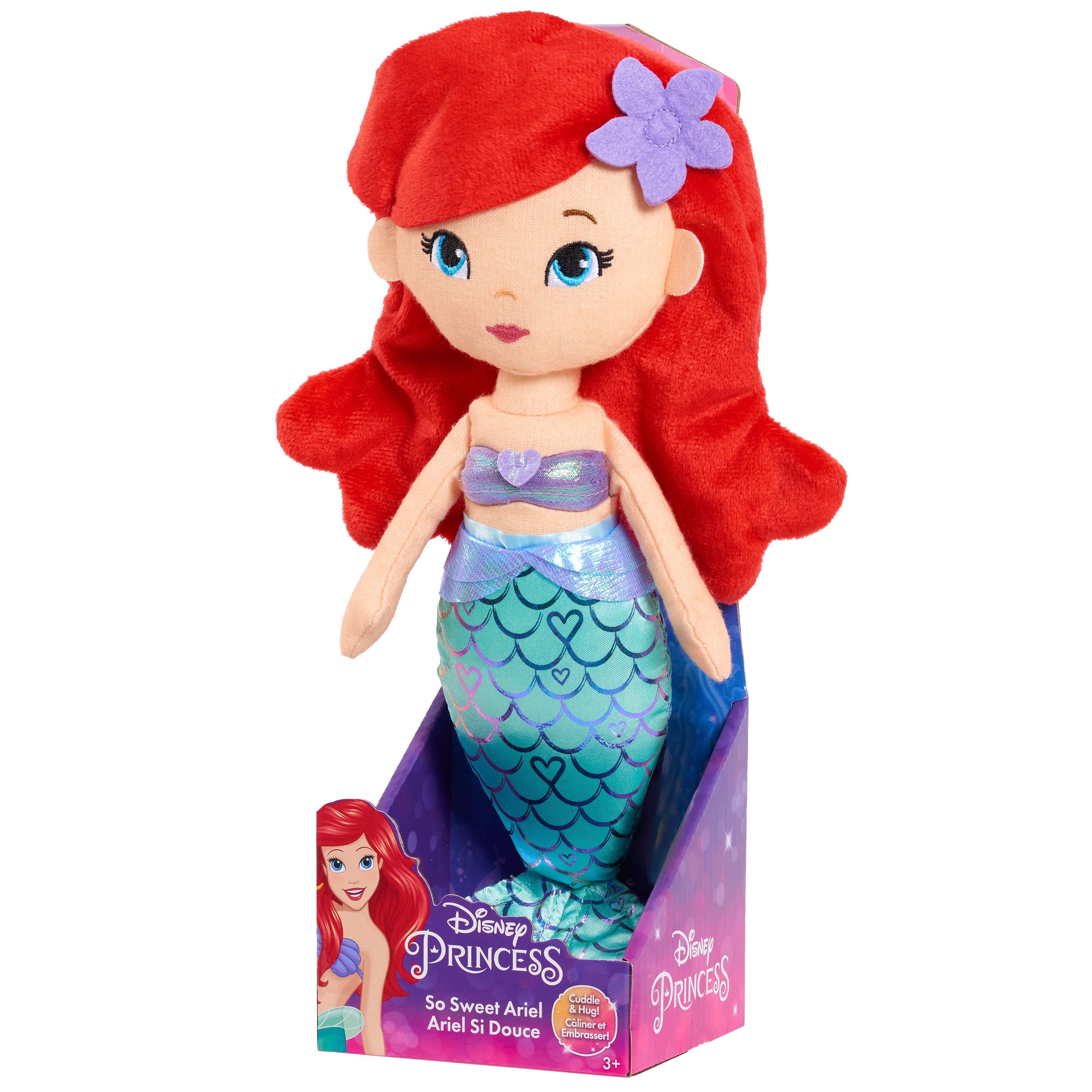 Disney Princess Character Head 12.5-Inch Plush Ariel The Little Mermaid Soft Pillow Buddy Toy for Kids