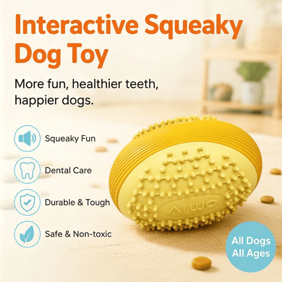 Dog Toy Ball TPR Material Squeaky Ball for Small Medium Large Dogs, Bouncy Durable Non-Toxic Pet Chew Toy for Indoor Outdoor Fetch