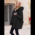 thumbnail image 4 of Chaqueta con Capucha y Cuello en V de Larga de Color Liso para Mujer, Informal, Holgada, de Felpa, Sin Botones. Negro M, 4 of 7