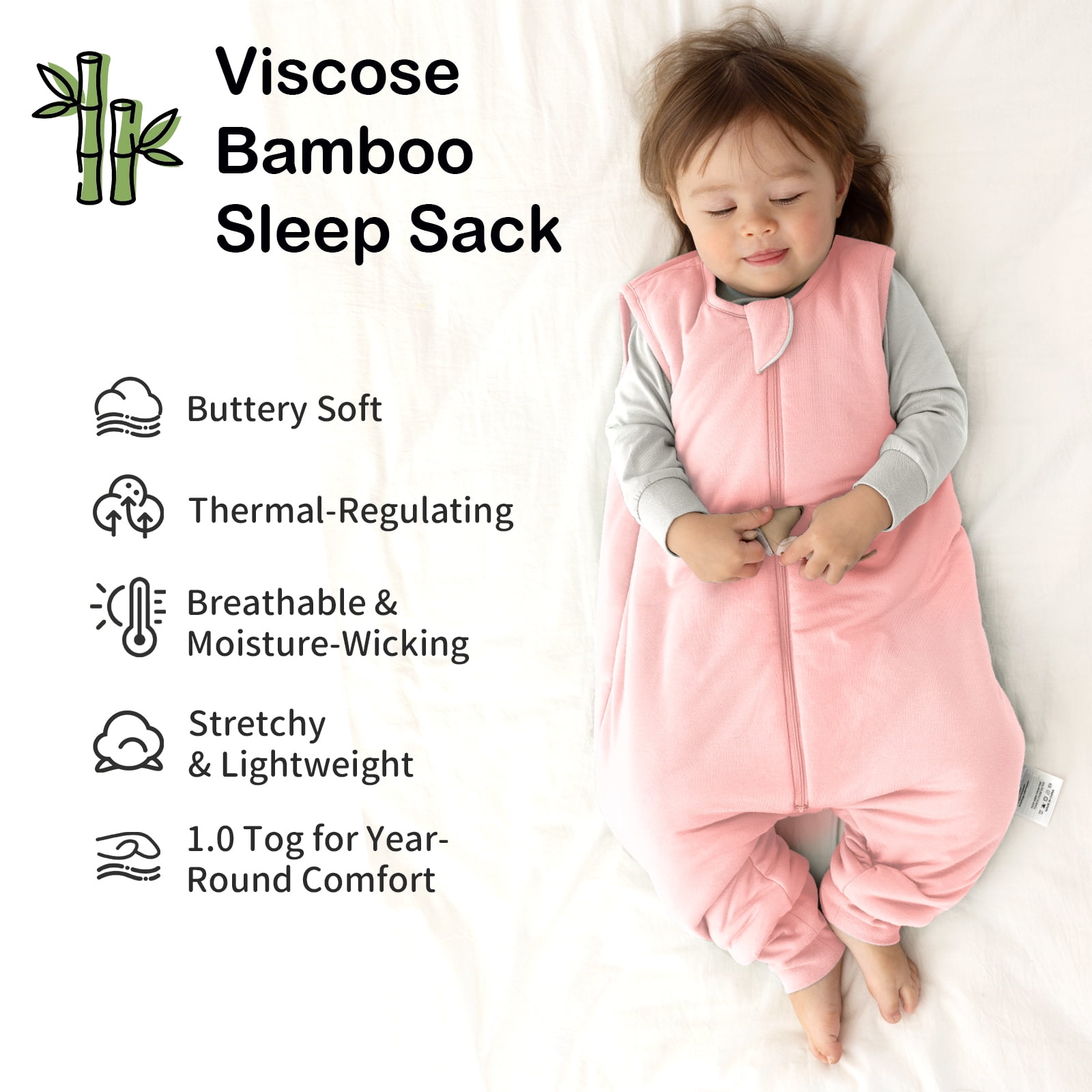 Easyfi Toddle Sleep Sack with Legs 36-48M (3T-4T) Ultra Soft Bamboo Wearable Blanket with Feets, 2-Way Zipper