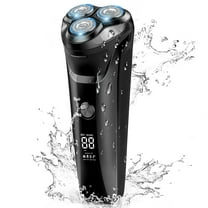 Men's Electric Razor, 2 in 1 4D Electric Rotary Shaver Cordless Rechargeable Face Beard Trimmer IPX7 Waterproof Dry/Wet, W/ LED Display & Holder for Husband Dad Travel