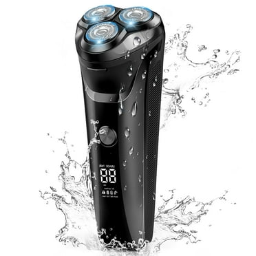 Men's Electric Razor, 2 in 1 4D Electric Rotary Shaver Cordless Rechargeable Face Beard Trimmer IPX7 Waterproof Dry/Wet, W/ LED Display & Holder for Husband Dad Travel
