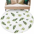 thumbnail image 2 of Green Olive Branches 8' Round Area Rug, Spring Pastoral Leaves Botanical Washable Non-Slip Large Circle Rugs for Living Room Bedroom, Soft Low Pile Rug Carpet for Dining Room Kitchen Farmhouse, 2 of 9
