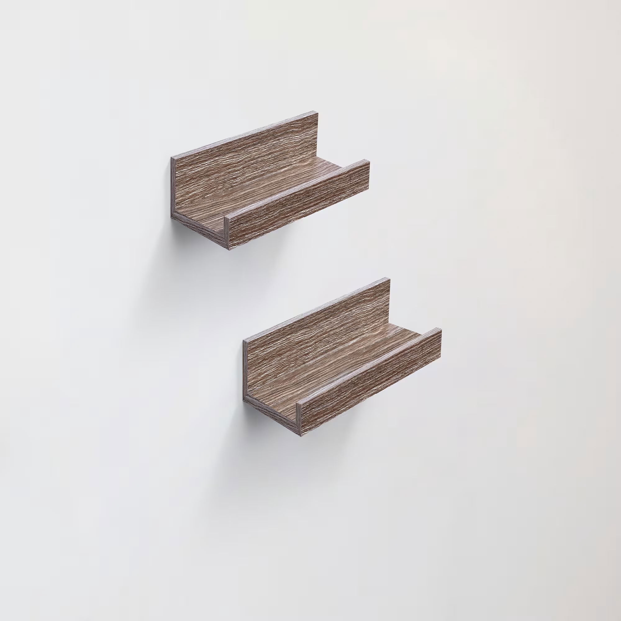 MAYEERTY 2-Piece Floating Shelves, 10" Wood Wall Mounted Display Rack with Invisible Brackets, for Bedroom Bathroom Living Room Kitchen