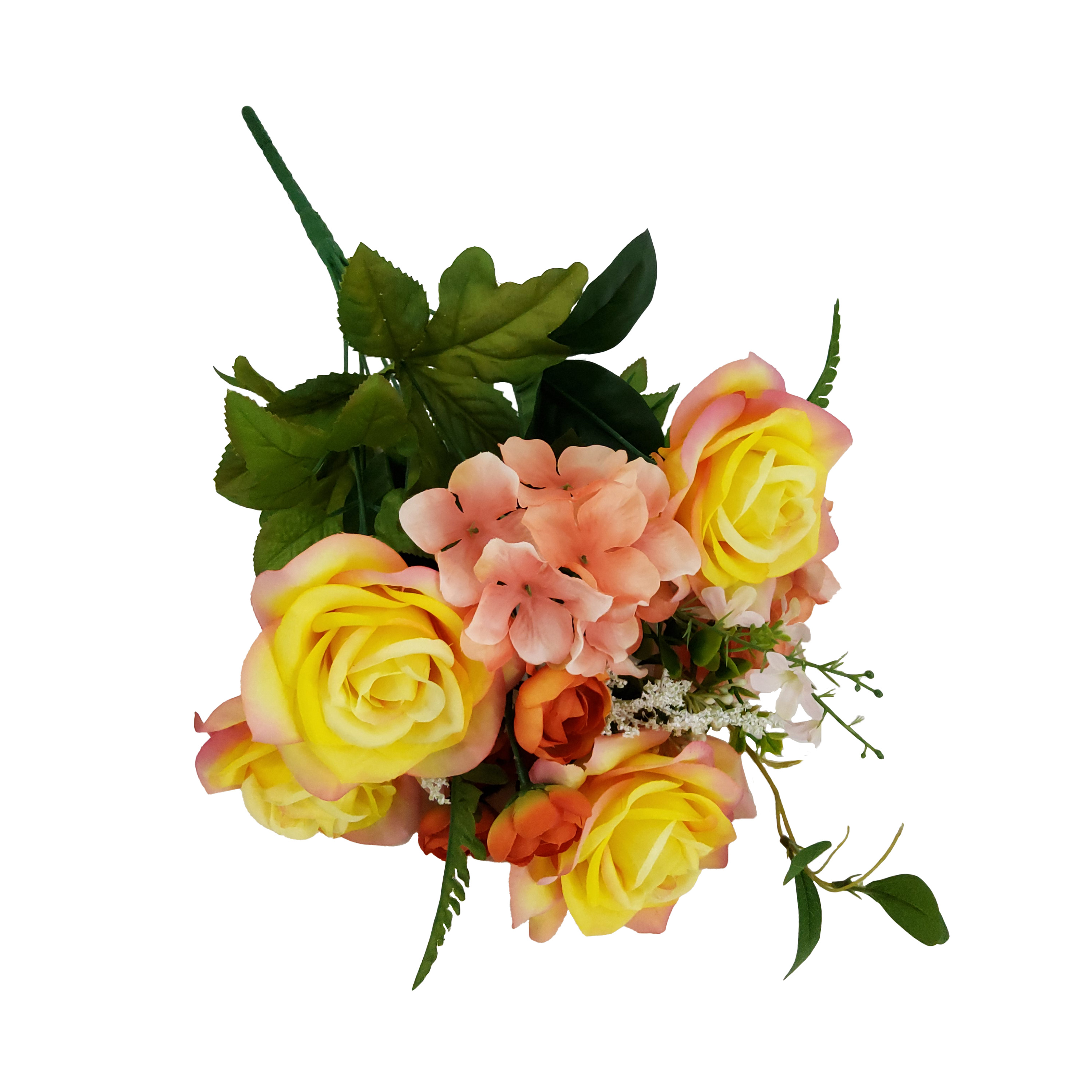 Mainstays 19in Indoor Artificial Floral Bouquet, Rose Flower in Peach Color.