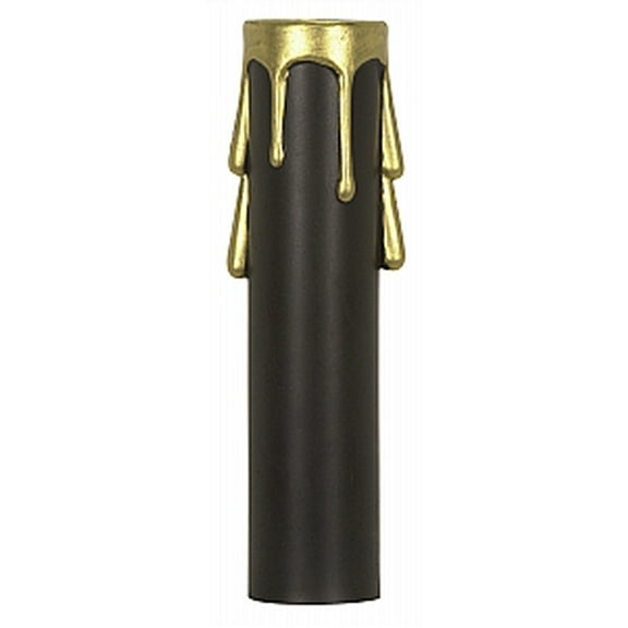 Satco Plastic Drip Candle Cover 1-3/16in Inside Diameter 7/8in Outside Diameter Black Plastic with Gold Drip 4in