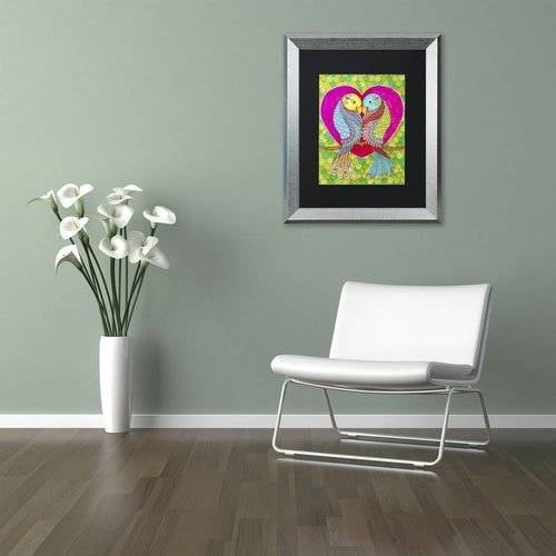 Trademark Fine Art "Lovebirds in Colour" Canvas Art by Hello Angel, Black Matte, Silver Frame