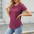 thumbnail image 4 of FAIWAD Short Sleeve Shirts for Women Summer Trendy Dressy Tops Smocked Crewneck Business Work Tees, 4 of 9