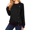 thumbnail image 4 of STARVNC Femmes Col Rond Manches Longues Bouton Épissé Fermeture Couleur Bloc Sweatshirt, 4 of 7