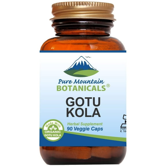 Gotu Kola Capsules Kosher Vegan Herbal Supplements Brown Glass Bottle (90 Caps) (400 mg)