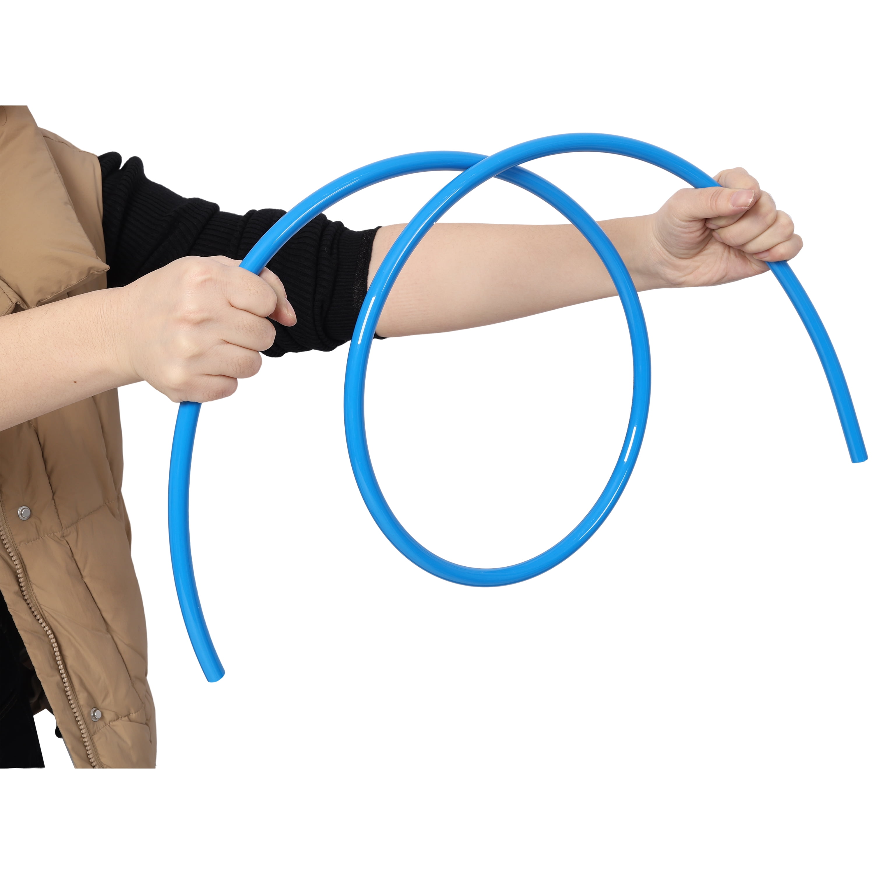 Air Push to Connect Kit: Complete 1/2" (OD) / 3/8" (ID) x 100-Feet TPEE Tubing Air Piping System,Blue Tubing