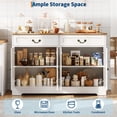 thumbnail image 3 of BeesClover 57 Inch Farmhouse Buffet Cabinet with Storage, White Sideboard with 4 Doors & 2 Drawers, Adjustable Shelves Coffee Bar Cabinet, Multi-Functional Storage for Living Room & Dining Room, 3 of 9