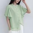thumbnail image 2 of Camisas de Manga Corta para las Mujeres Casual, Botón de Cuello en V de la Moda de Verano, Top Suelto/Camisa Casual, 2 of 8