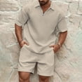 thumbnail image 2 of Lumtrix Men's Short Sets 2 Piece Half Zip Shirt Summer Outfits Casual Fashion Tracksuits with Pockets Khaki M, 2 of 9