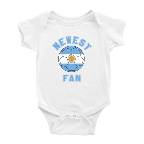Newest Argentina National Soccer Team Fan Baby Jumpsuits Newborn Clothes (White, 6-12 Months)